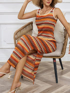 Abito maxi a strisce in maglia