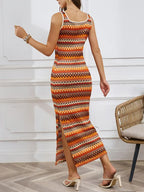 Abito maxi a strisce in maglia
