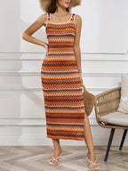 Abito maxi a strisce in maglia