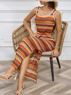 Abito maxi a strisce in maglia