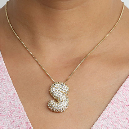 Bubble Initial Diamond Necklace