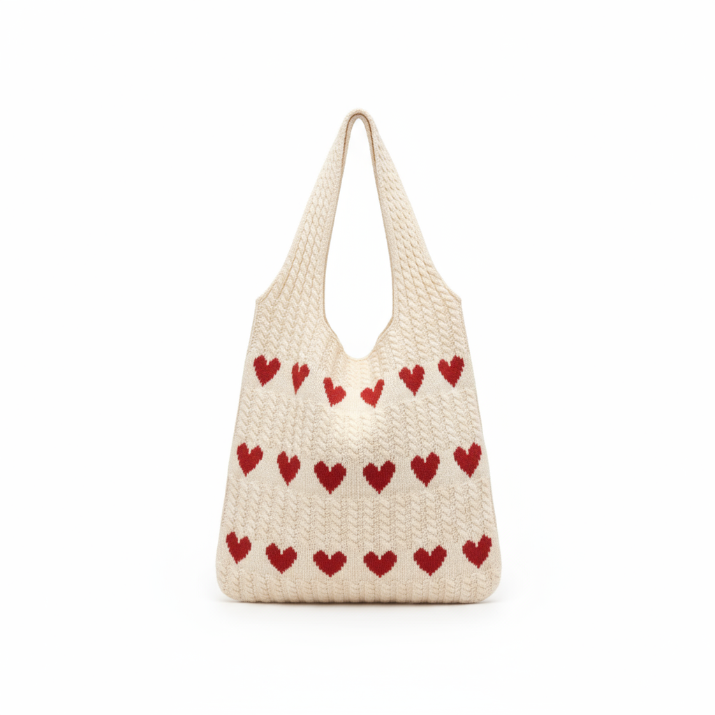 Borsa a cuore a maglia
