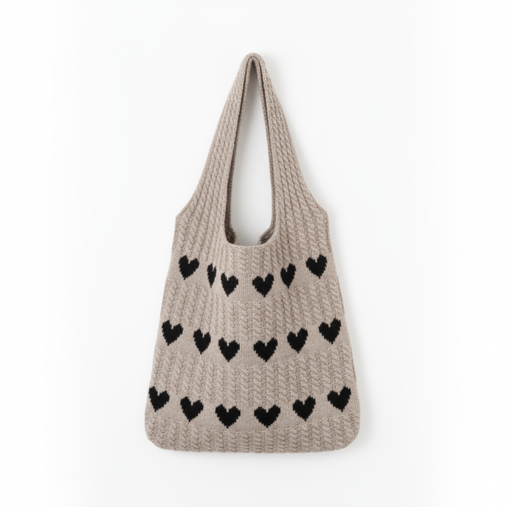 Borsa a cuore a maglia