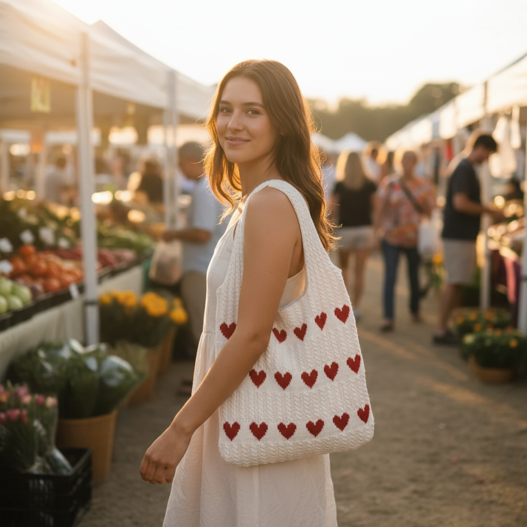Borsa a cuore a maglia