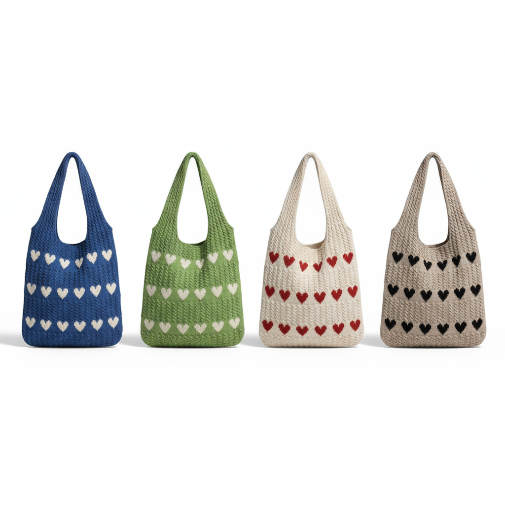 Borsa a cuore a maglia