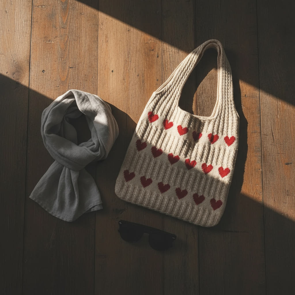 Borsa a cuore a maglia