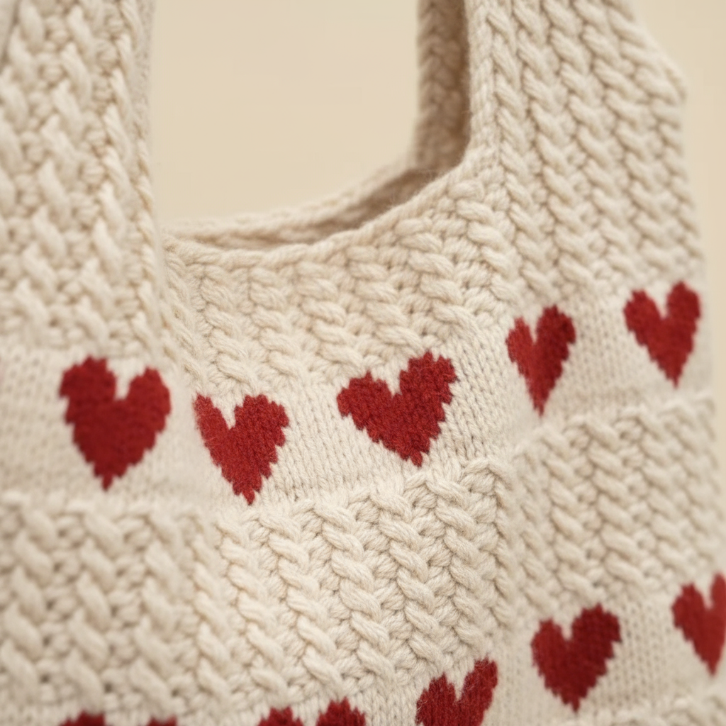 Borsa a cuore a maglia