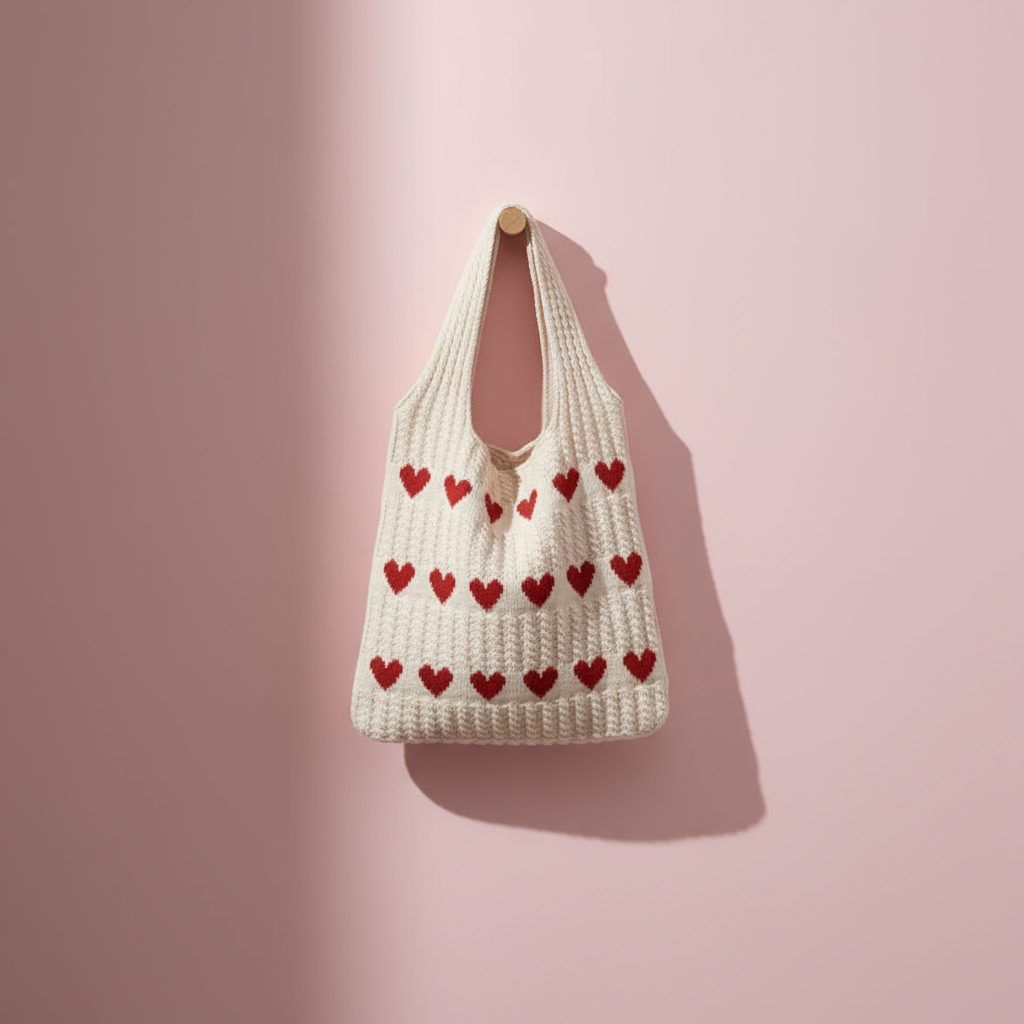 Borsa a cuore a maglia