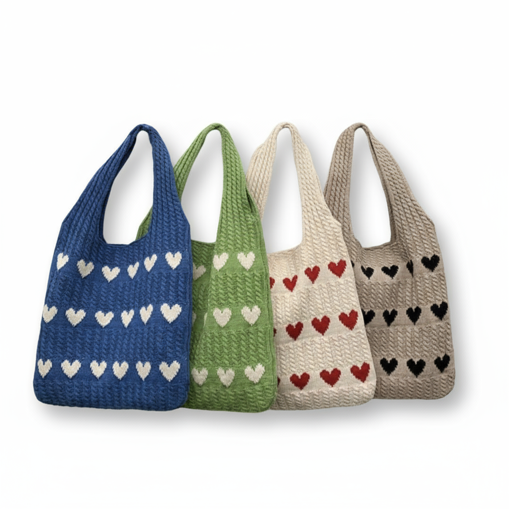 Borsa a cuore a maglia