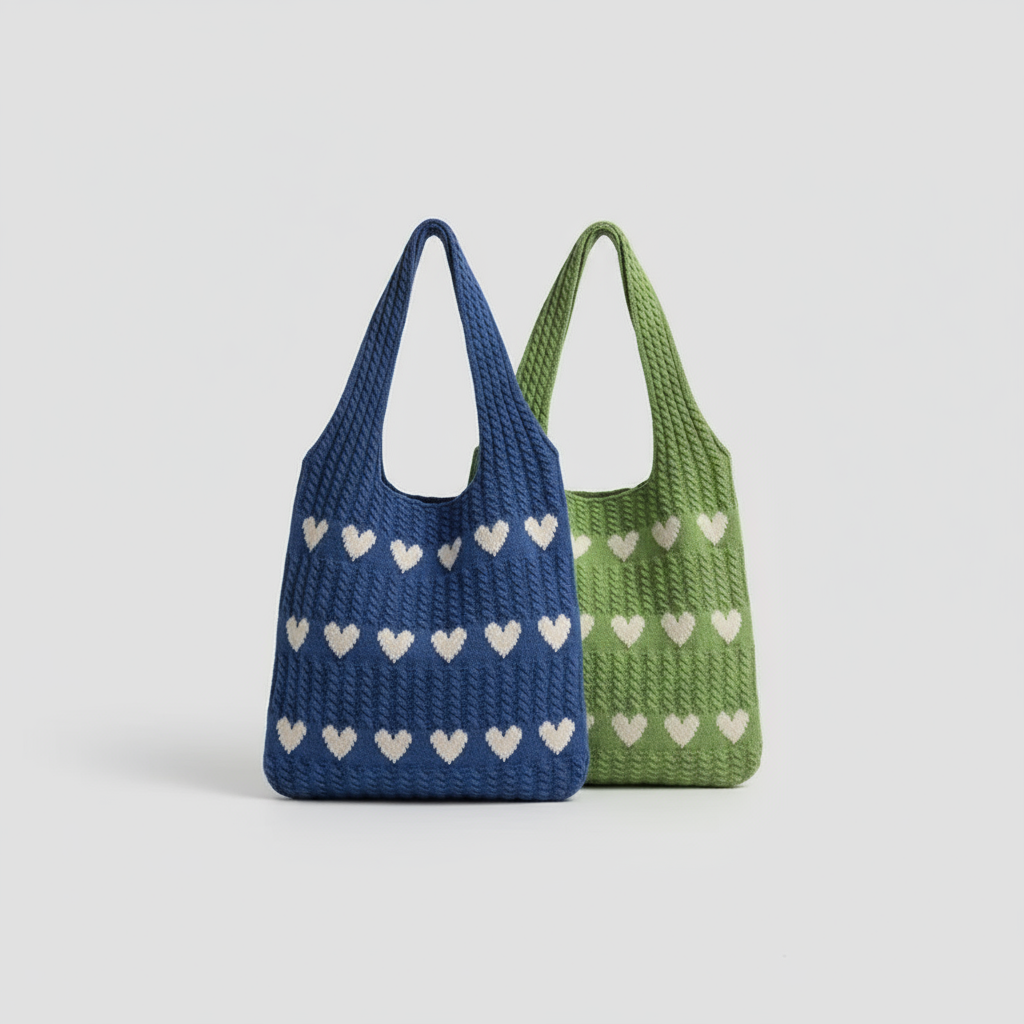 Borsa a cuore a maglia